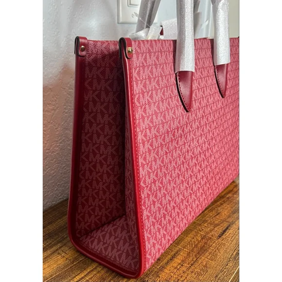 Michael Kors Mirella Medium Cherry Tote with Logo Accent & Gold Hardware - Picture 6 of 13